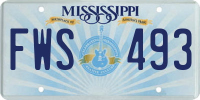 MS license plate FWS493