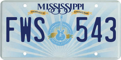 MS license plate FWS543