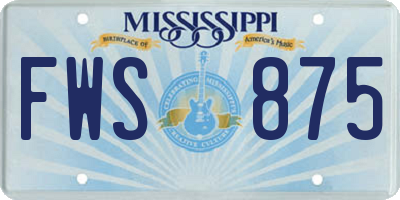 MS license plate FWS875