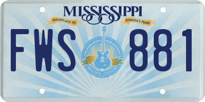MS license plate FWS881