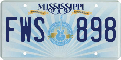 MS license plate FWS898