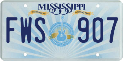 MS license plate FWS907