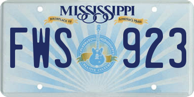 MS license plate FWS923