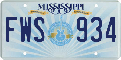 MS license plate FWS934