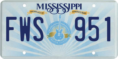 MS license plate FWS951