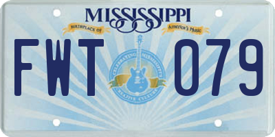 MS license plate FWT079