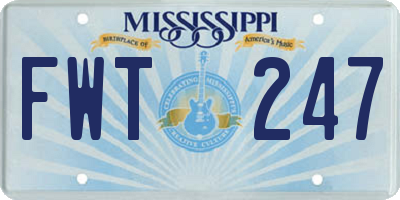 MS license plate FWT247