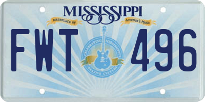 MS license plate FWT496