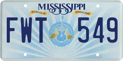 MS license plate FWT549