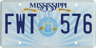 MS license plate FWT576