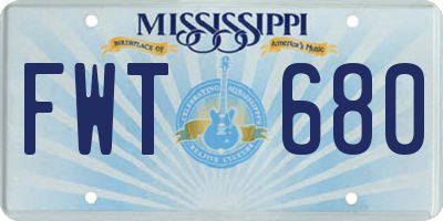 MS license plate FWT680