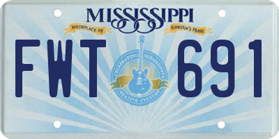MS license plate FWT691
