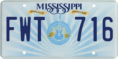 MS license plate FWT716