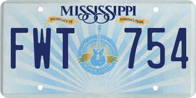 MS license plate FWT754