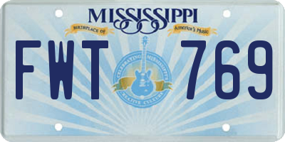MS license plate FWT769