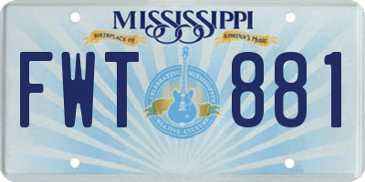 MS license plate FWT881
