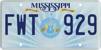 MS license plate FWT929