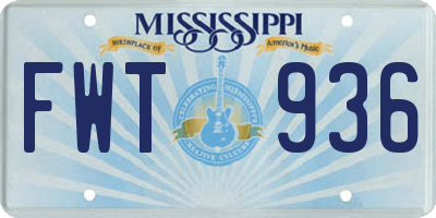 MS license plate FWT936