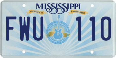 MS license plate FWU110