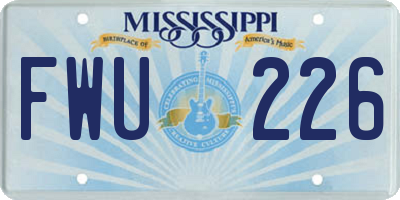MS license plate FWU226