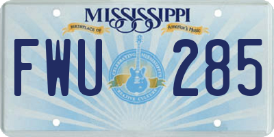 MS license plate FWU285
