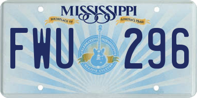 MS license plate FWU296