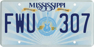 MS license plate FWU307