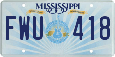 MS license plate FWU418
