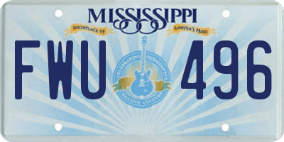 MS license plate FWU496