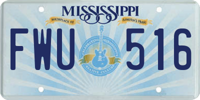 MS license plate FWU516