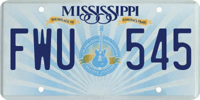 MS license plate FWU545