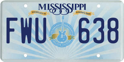 MS license plate FWU638
