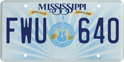 MS license plate FWU640