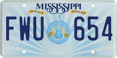 MS license plate FWU654