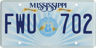 MS license plate FWU702