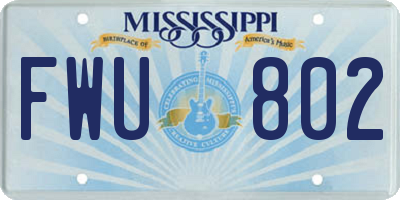MS license plate FWU802