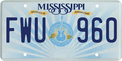 MS license plate FWU960