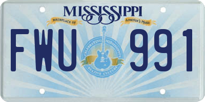 MS license plate FWU991