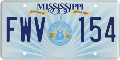 MS license plate FWV154