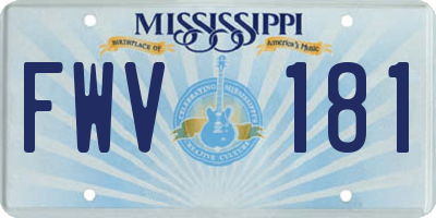 MS license plate FWV181