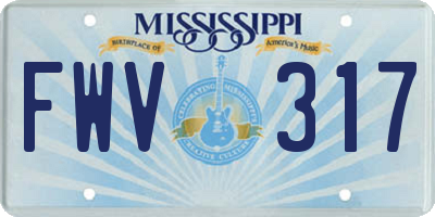 MS license plate FWV317