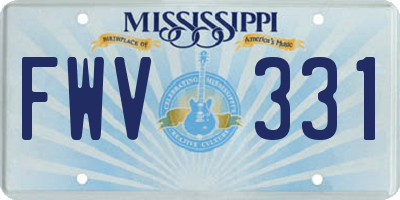 MS license plate FWV331