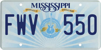 MS license plate FWV550