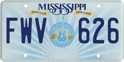 MS license plate FWV626