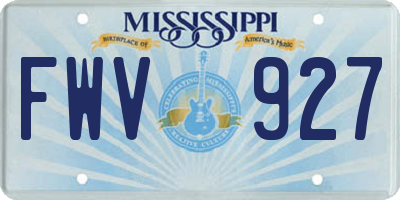 MS license plate FWV927