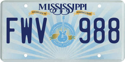 MS license plate FWV988