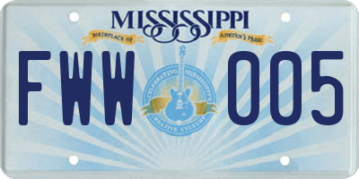 MS license plate FWW005