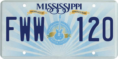 MS license plate FWW120