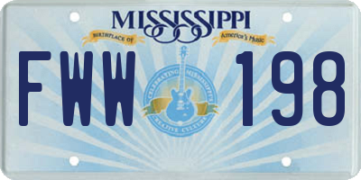 MS license plate FWW198