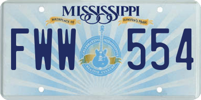 MS license plate FWW554